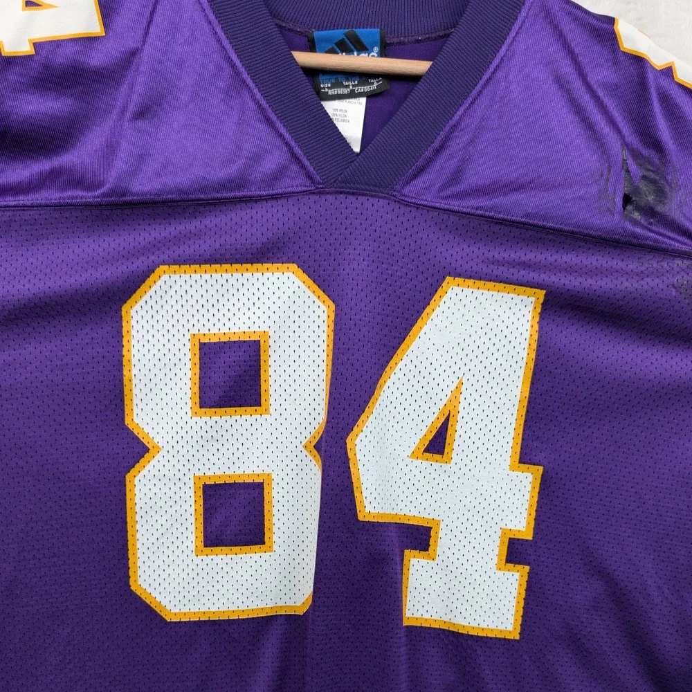 VTG Adidas Randy Moss Jersey Men's L Purple Nylon Minnesota Vikings Football 90s